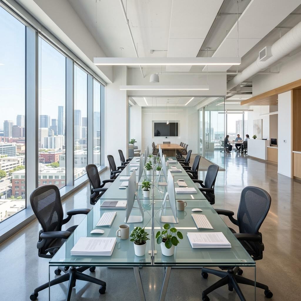 Bright, spotless modern office ready for business